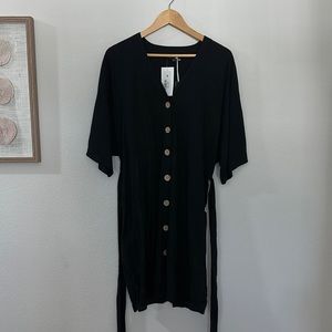 Black linen dress